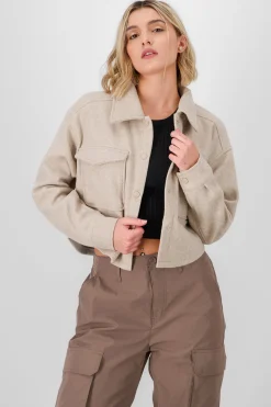 Shasa Solid Cropped Jacket
