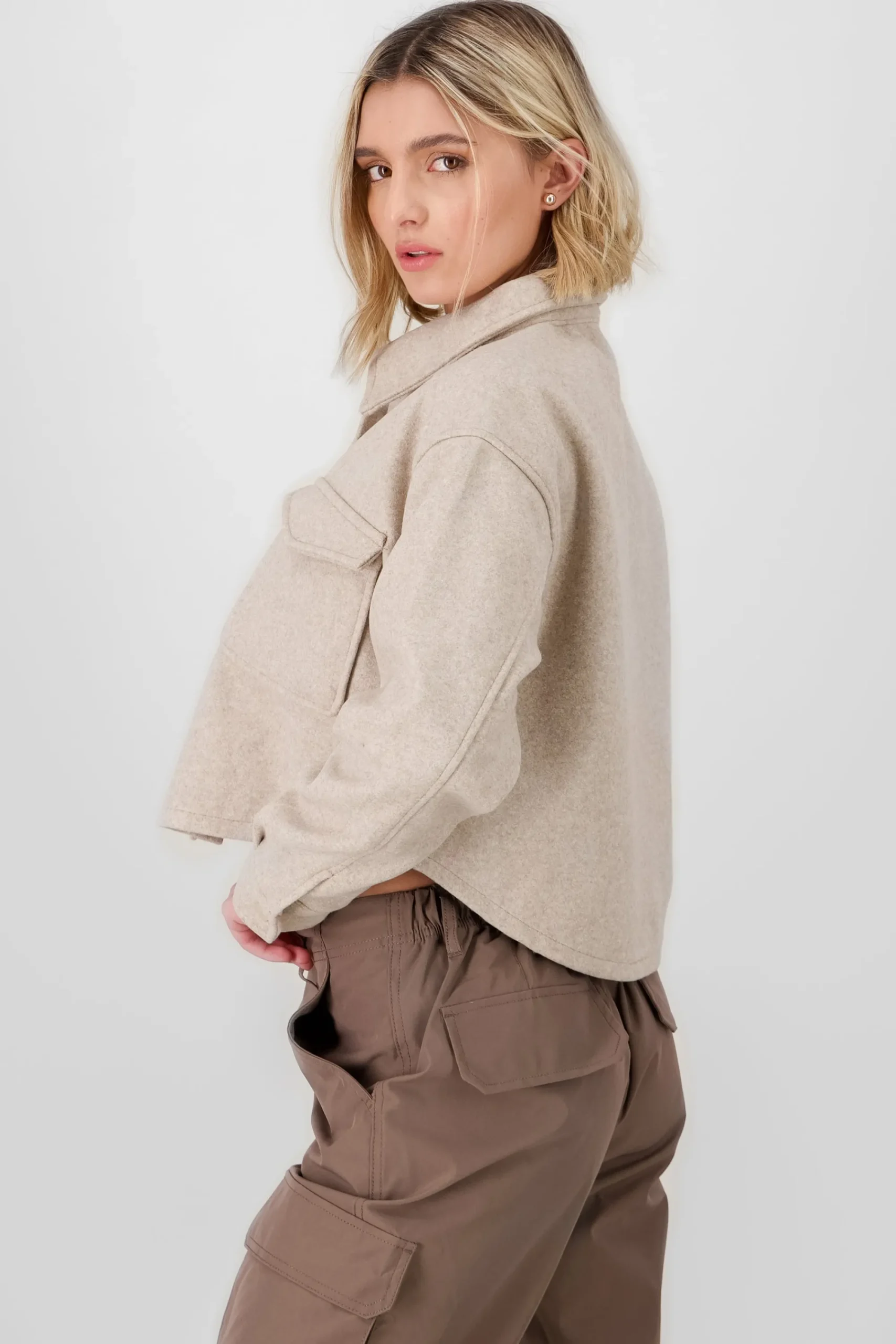 Shasa Solid Cropped Jacket