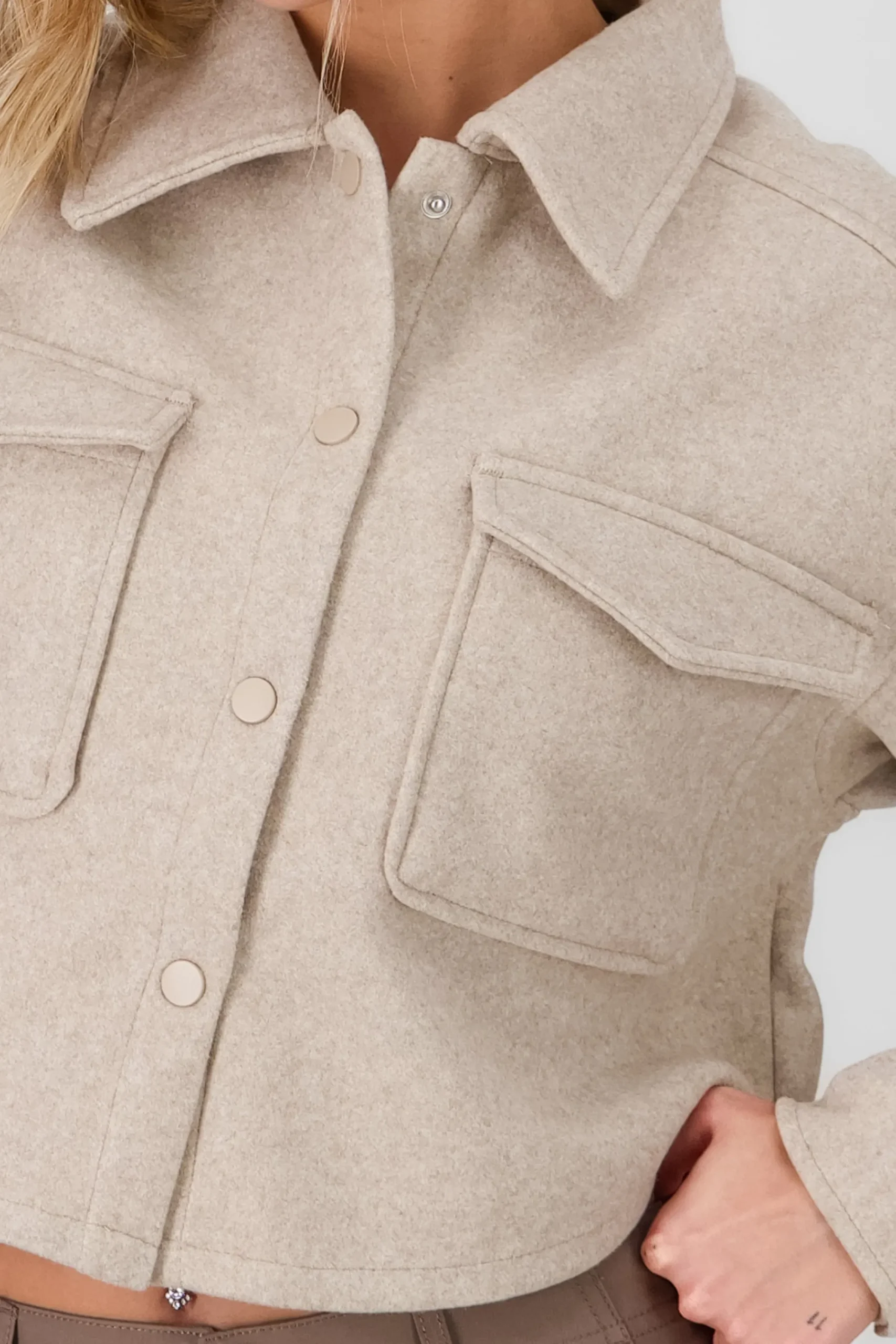 Shasa Solid Cropped Jacket
