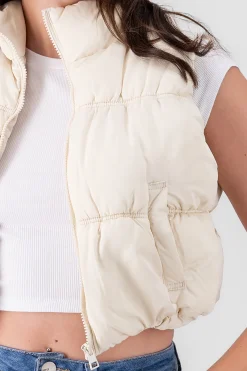 Shasa Solid Cropped Puffer Vest