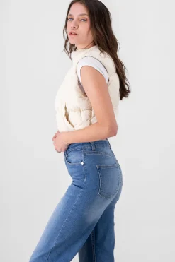 Shasa Solid Cropped Puffer Vest