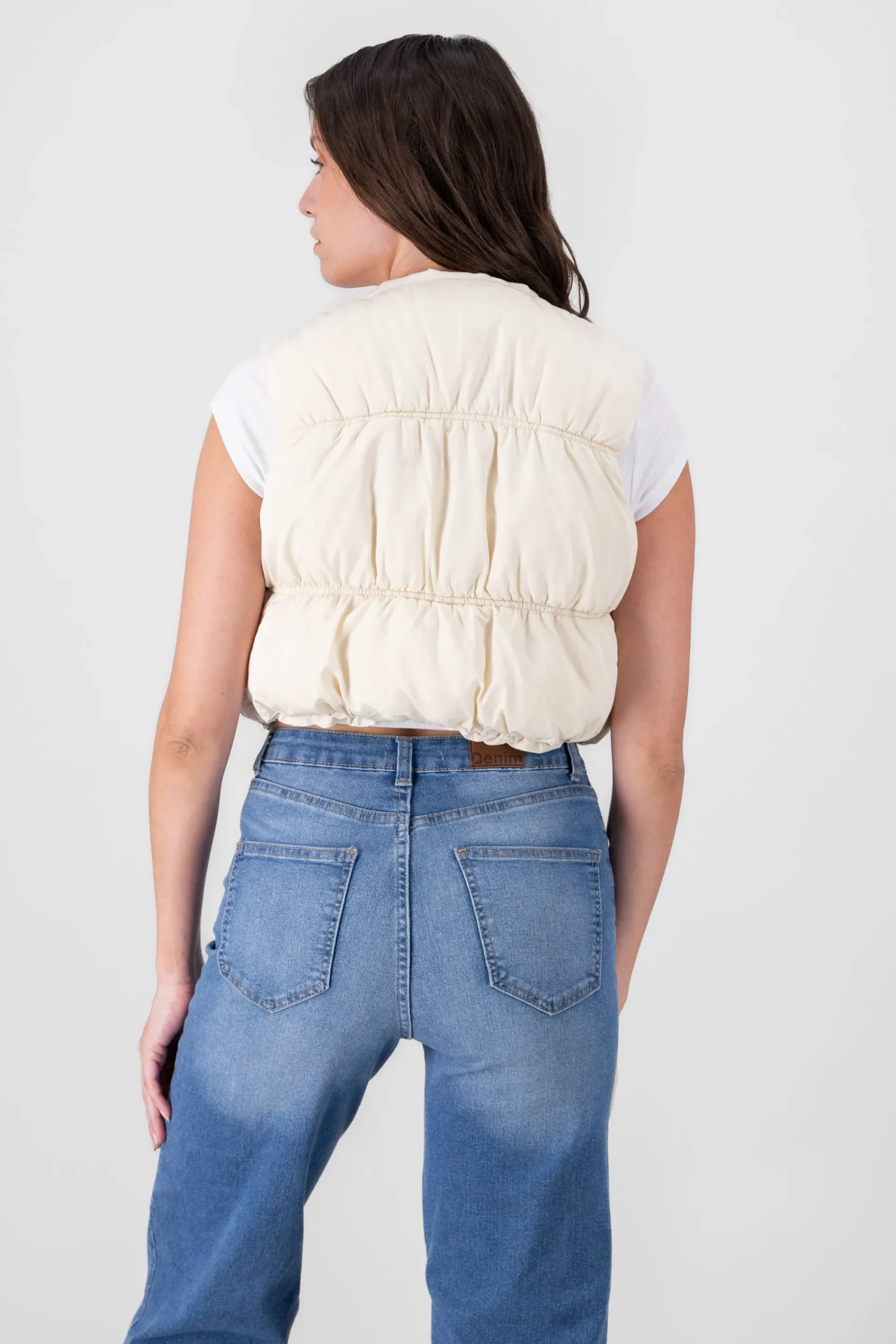 Shasa Solid Cropped Puffer Vest