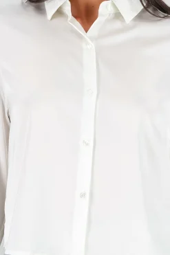 Shasa Solid Cropped Satin Shirt