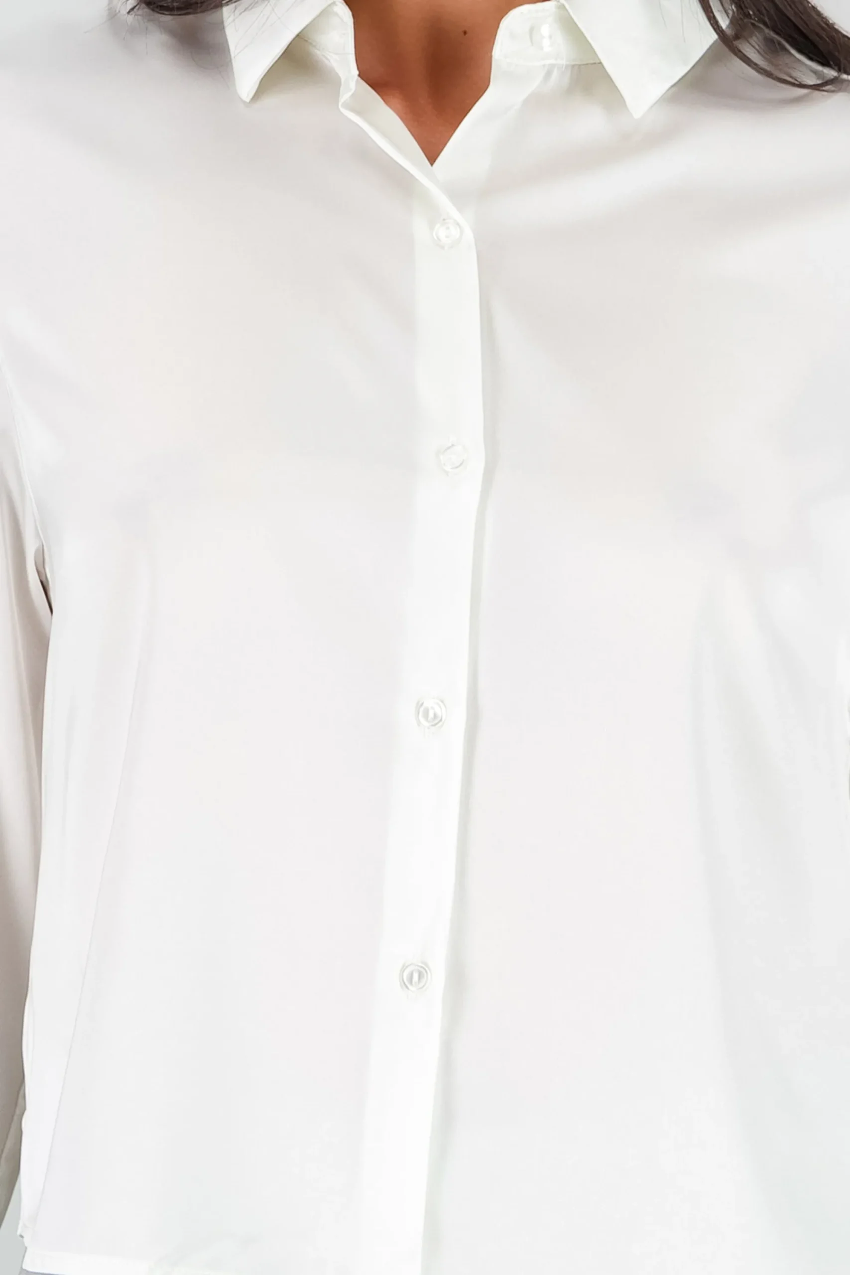 Shasa Solid Cropped Satin Shirt