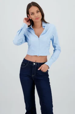 Shasa Solid Cropped Shirt
