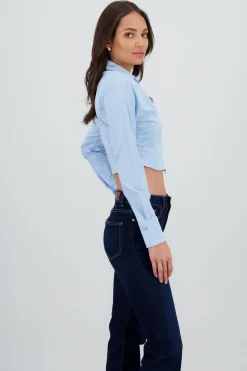 Shasa Solid Cropped Shirt