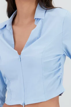 Shasa Solid Cropped Shirt