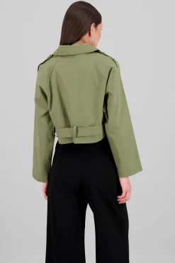 Shasa Solid Cropped Trench Coat