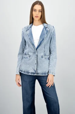 Shasa Solid Denim Blazer