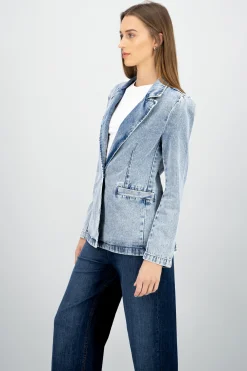 Shasa Solid Denim Blazer