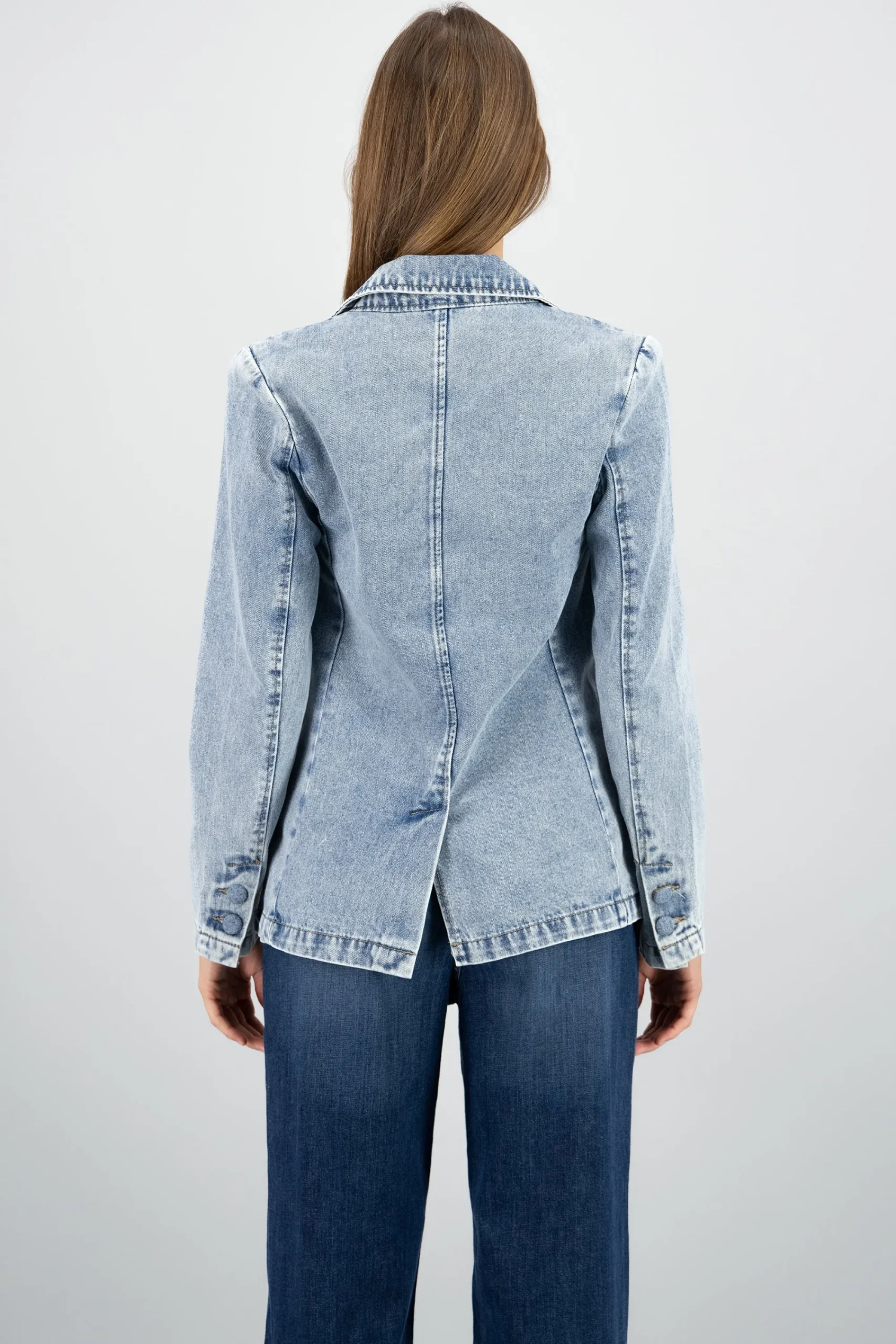 Shasa Solid Denim Blazer