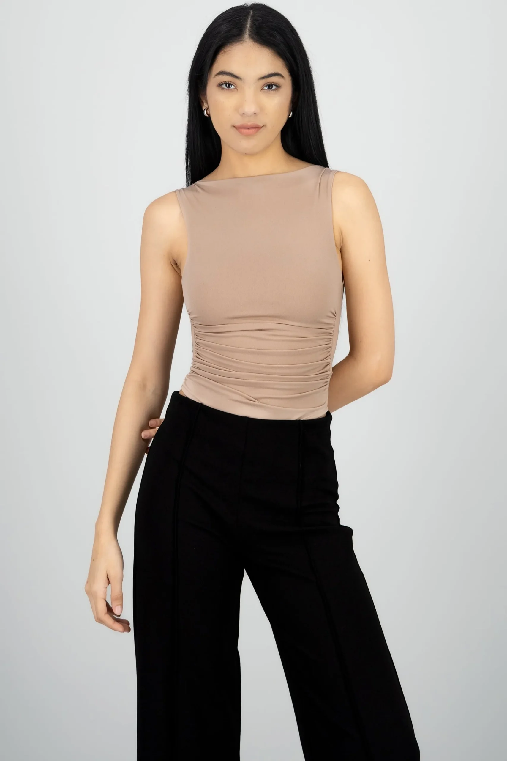 Shasa Solid Draped Bodysuit