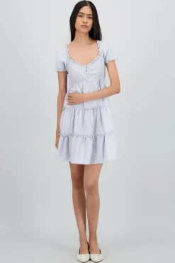 Shasa Solid Dress with Ruffle Detail