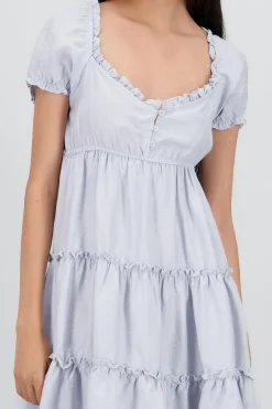 Shasa Solid Dress with Ruffle Detail