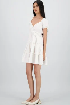 Shasa Solid Dress with Ruffle Detail