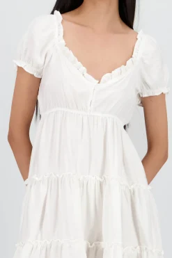 Shasa Solid Dress with Ruffle Detail