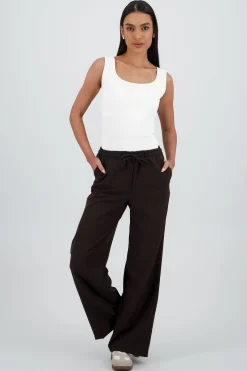 Shasa Solid Elastic Waistband Pants