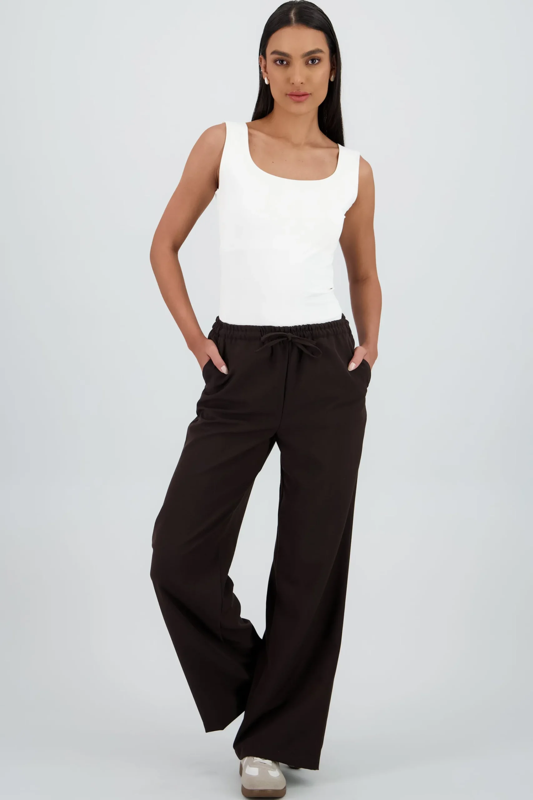 Shasa Solid Elastic Waistband Pants