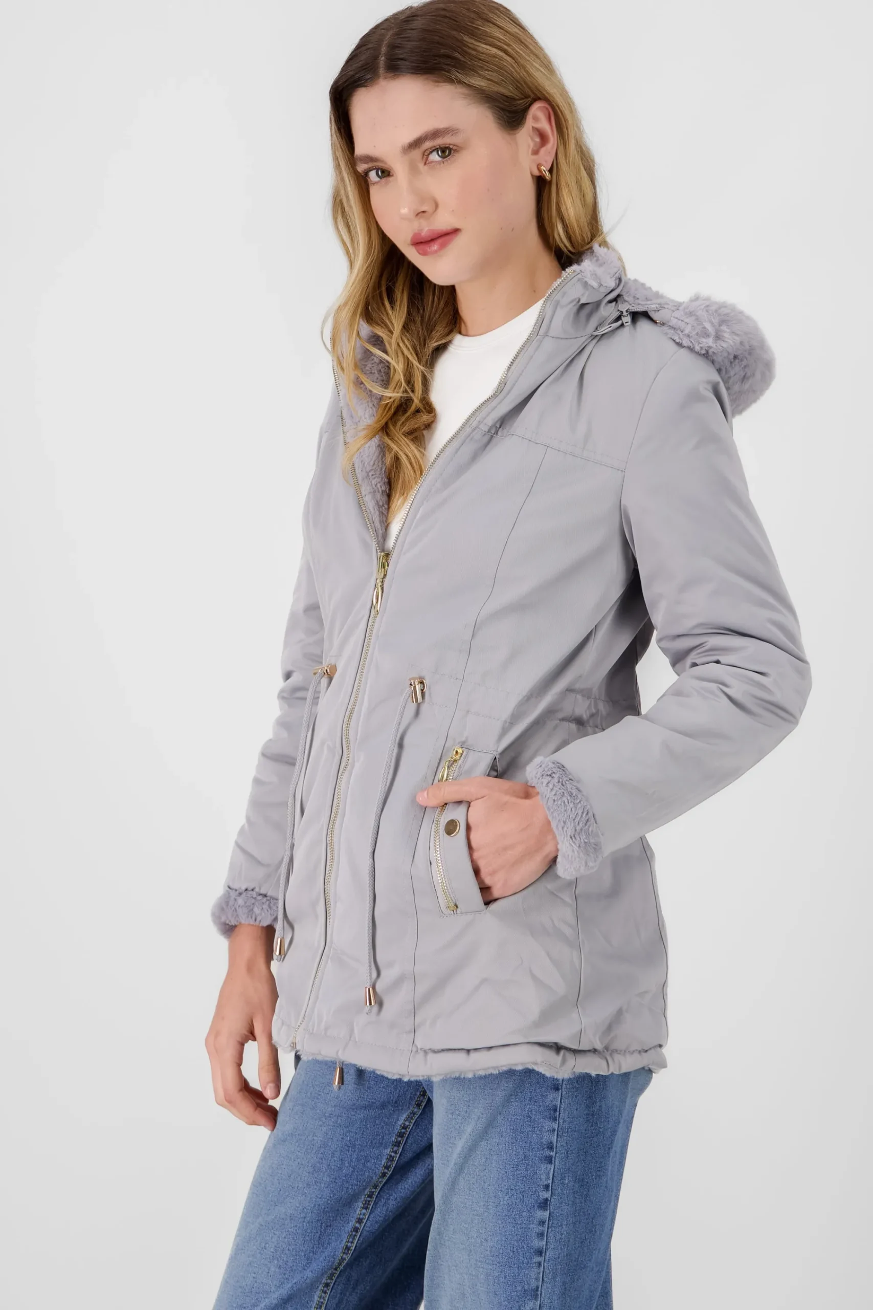 Shasa Solid Faux Fur Coat