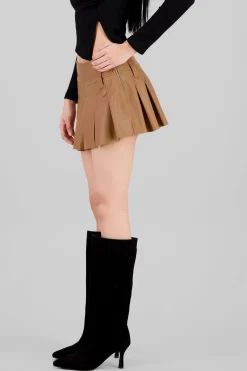 Shasa Solid Faux Leather Mini Skirt
