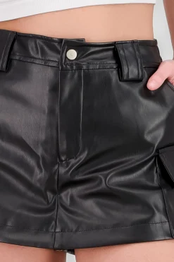 Shasa Solid Faux Leather Shorts