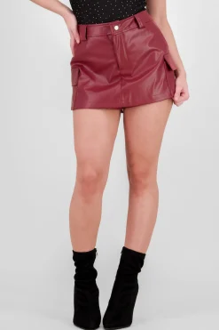 Shasa Solid Faux Leather Shorts