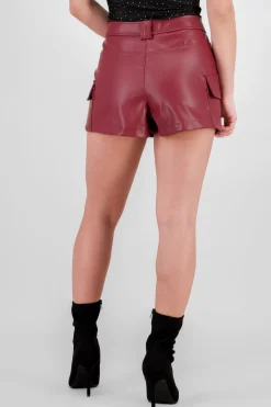 Shasa Solid Faux Leather Shorts