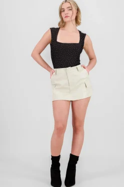 Shasa Solid Faux Leather Shorts
