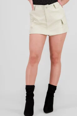 Shasa Solid Faux Leather Shorts