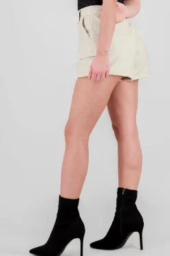 Shasa Solid Faux Leather Shorts