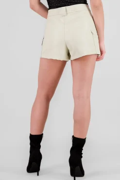 Shasa Solid Faux Leather Shorts