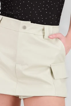 Shasa Solid Faux Leather Shorts