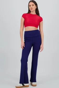 Shasa Solid Flared Pants with Double Detail
