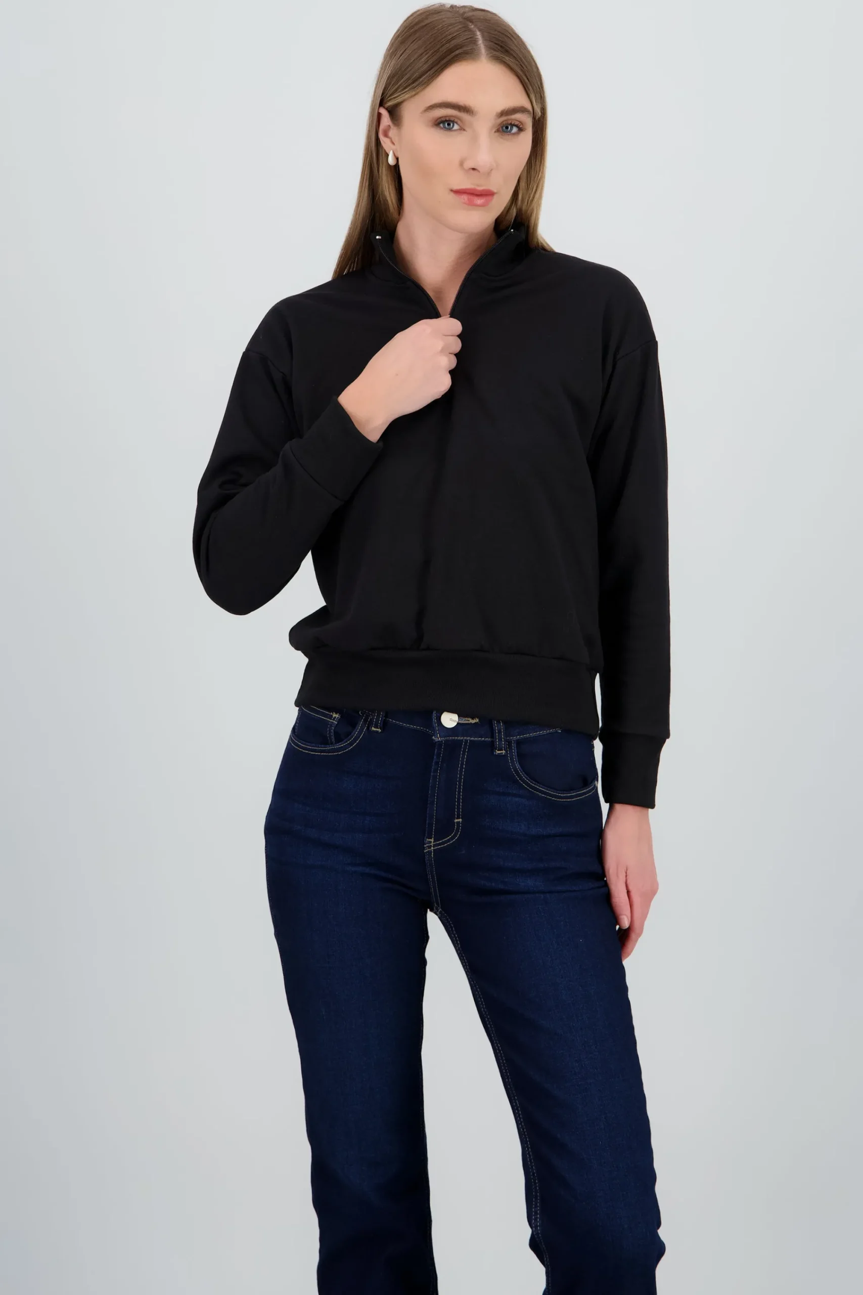 Shasa Solid Half Zip Sweatshirt