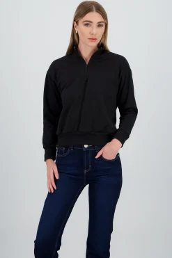 Shasa Solid Half Zip Sweatshirt