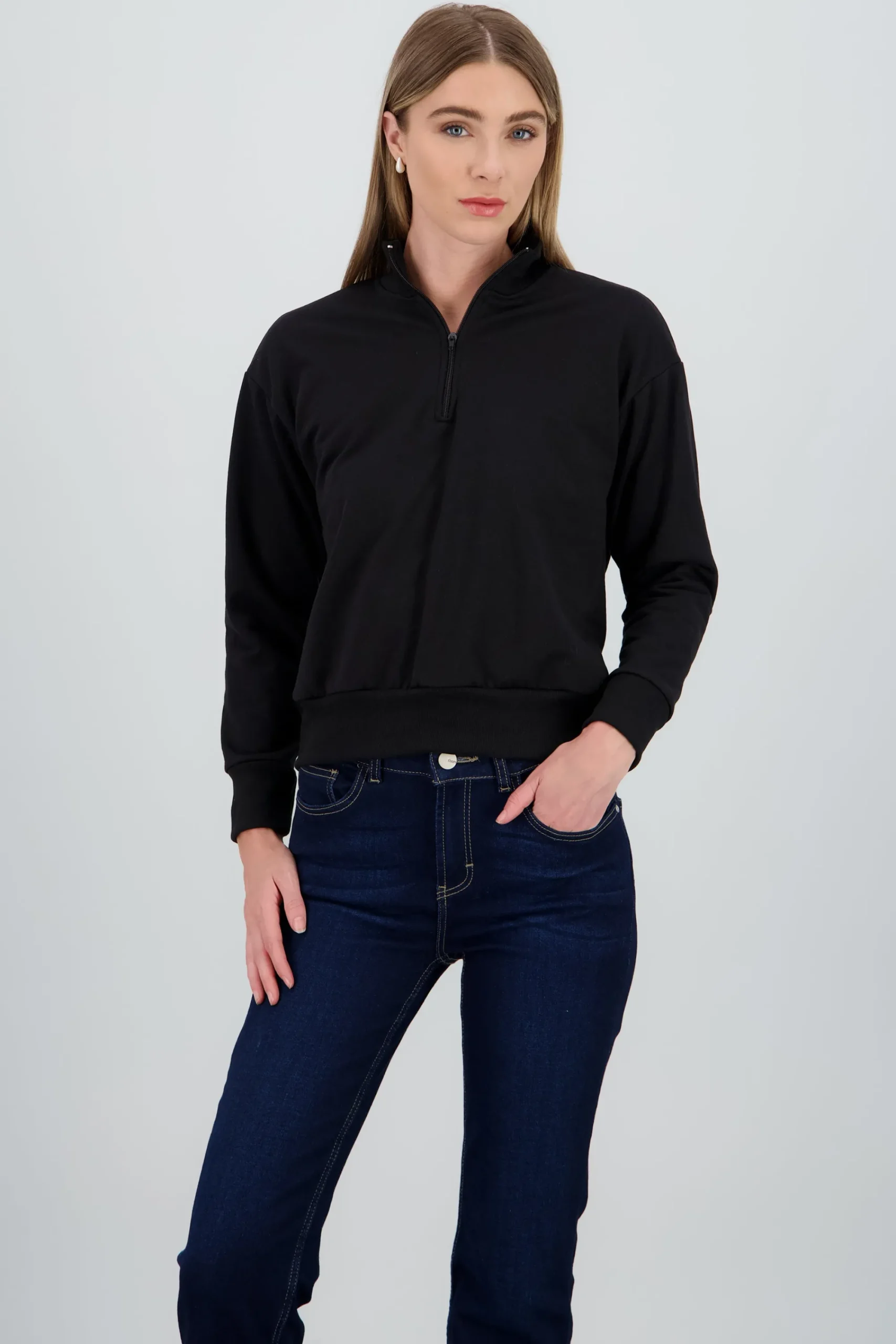 Shasa Solid Half Zip Sweatshirt