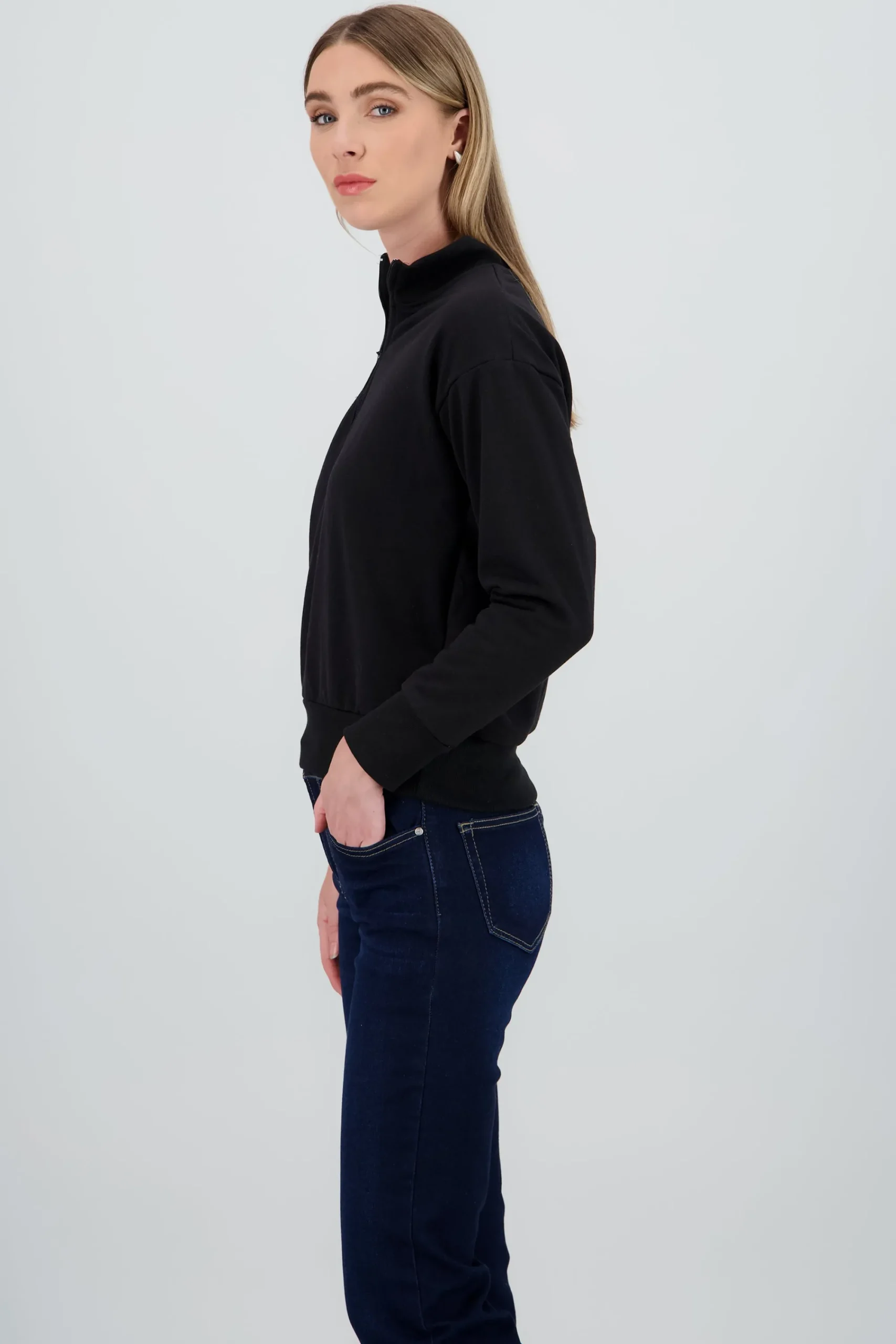 Shasa Solid Half Zip Sweatshirt