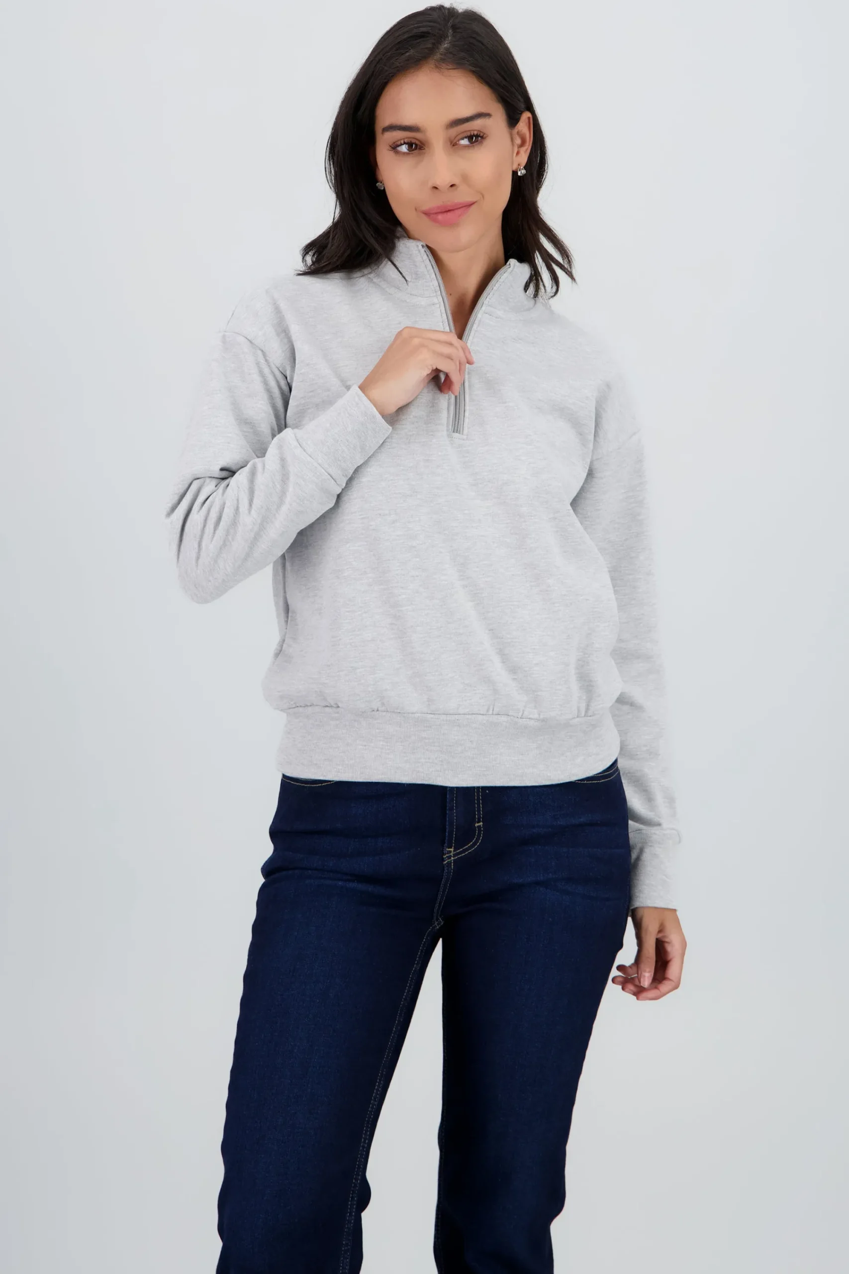 Shasa Solid Half Zip Sweatshirt