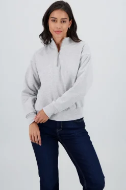 Shasa Solid Half Zip Sweatshirt