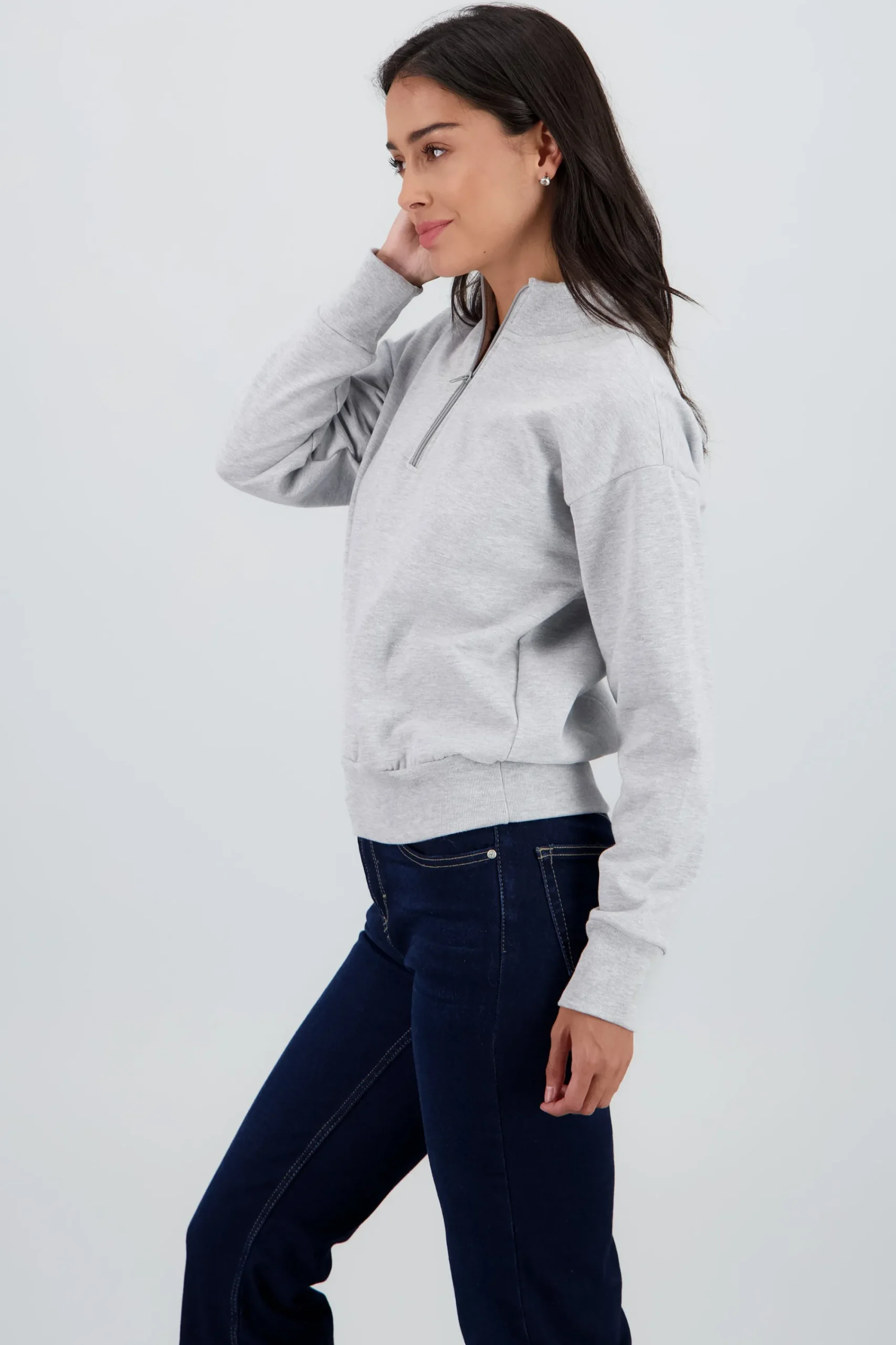 Shasa Solid Half Zip Sweatshirt