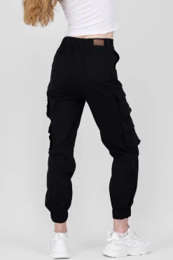 Shasa Solid High Waisted Cargo Jeans