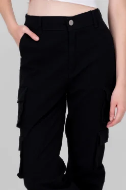 Shasa Solid High Waisted Cargo Jeans