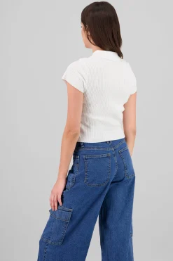 Shasa Solid Knit Top with Zipper
