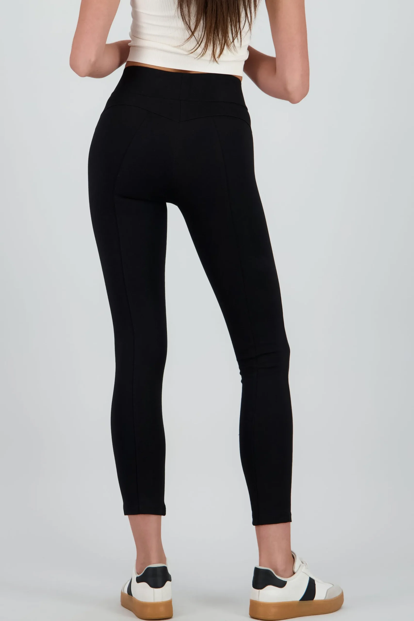 Shasa Solid Leggings with Zipper Detail
