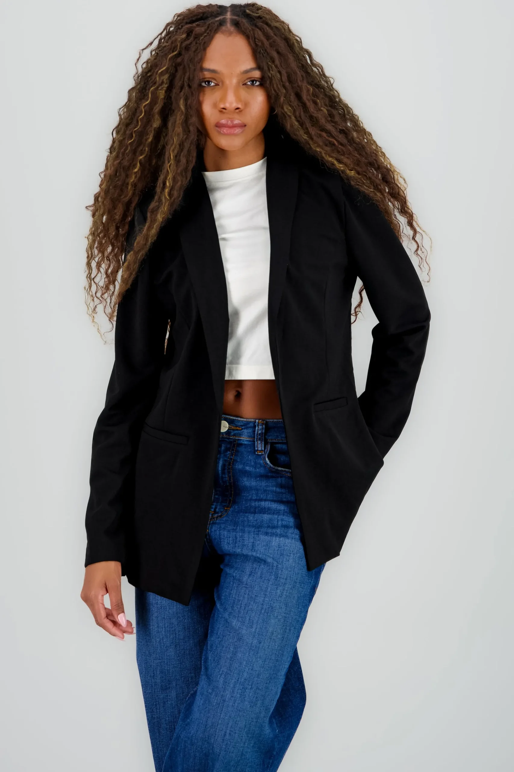 Shasa Solid Long Blazer