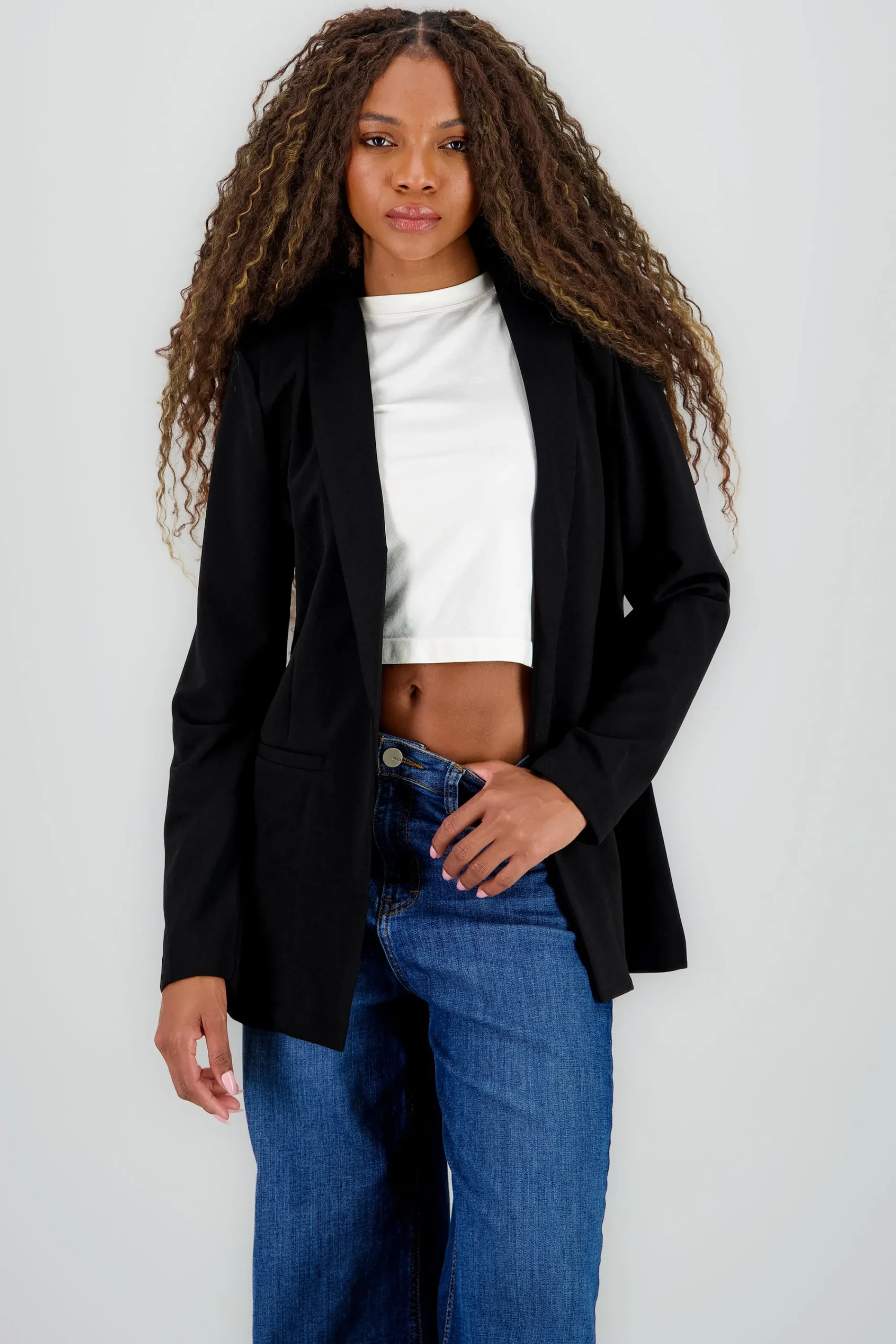 Shasa Solid Long Blazer