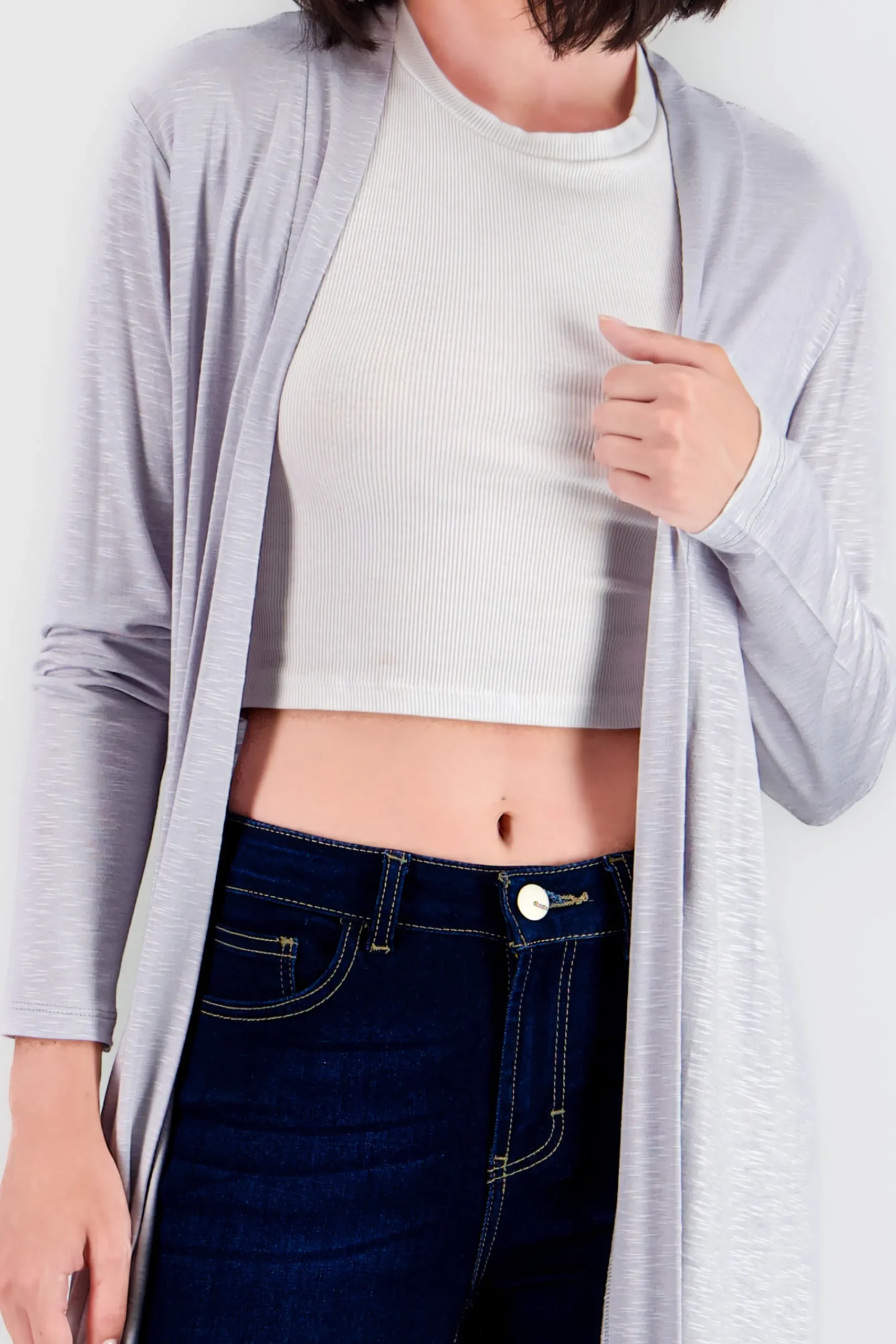 Shasa Solid Long Sleeve Cardigan
