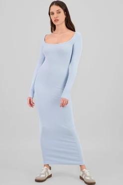 Shasa Solid Long Sleeve Maxi Dress