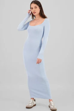 Shasa Solid Long Sleeve Maxi Dress