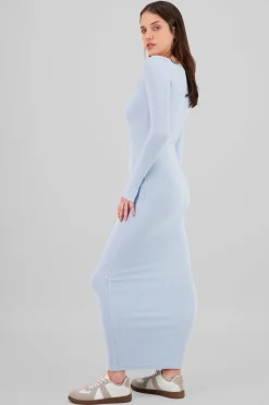 Shasa Solid Long Sleeve Maxi Dress
